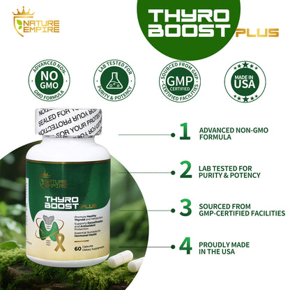 Nature Empire Thyro Boost Plus - Thyroid Support Supplement with Selenium & Iodine, Metabolism & Detox Blend, 60 Vegan Capsules