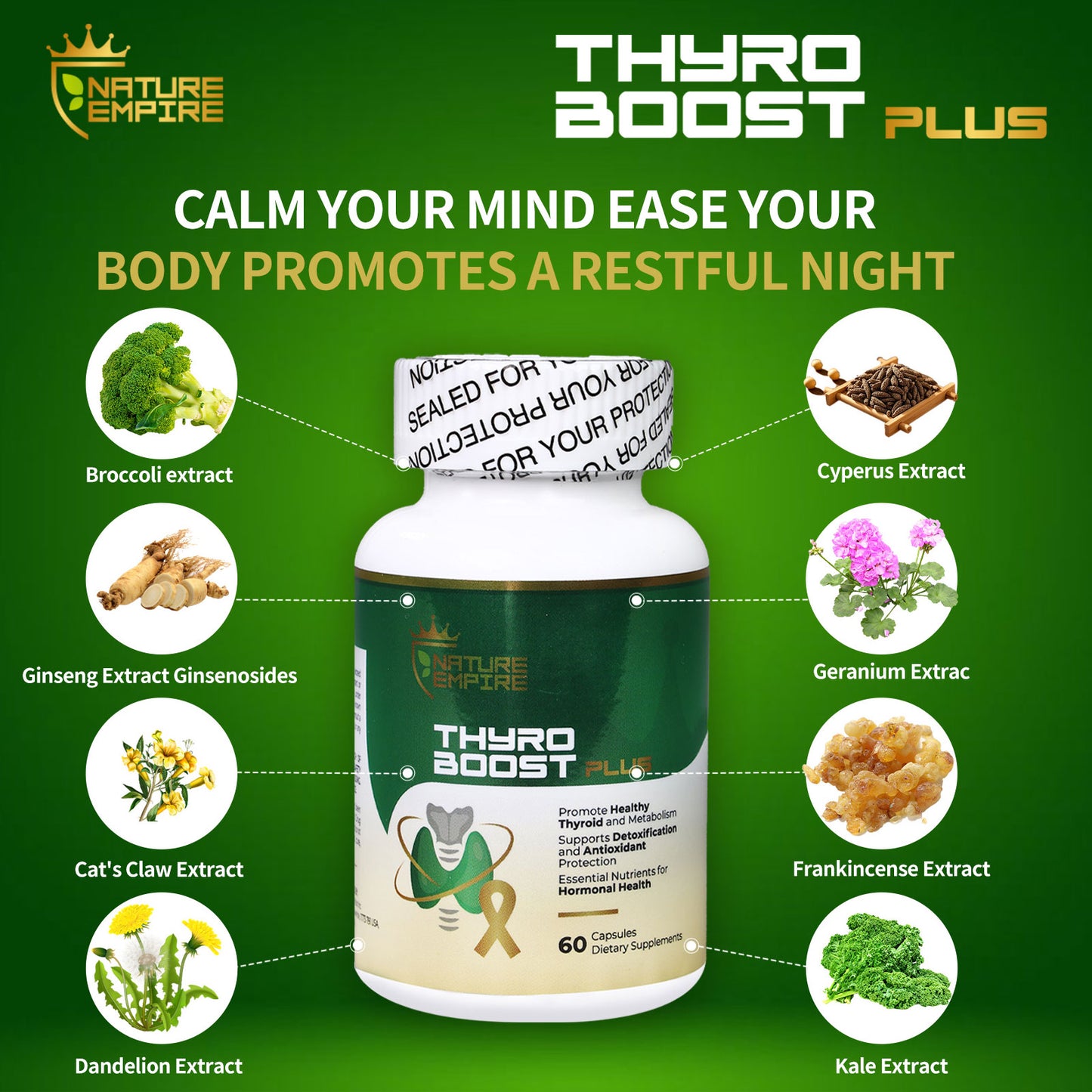 Nature Empire Thyro Boost Plus - Thyroid Support Supplement with Selenium & Iodine, Metabolism & Detox Blend, 60 Vegan Capsules