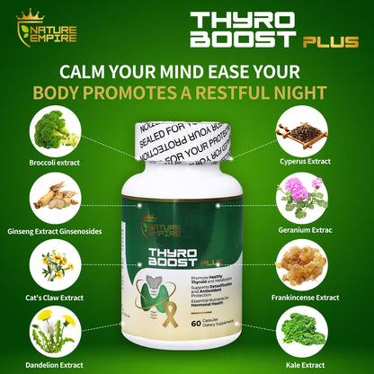 Nature Empire Thyro Boost Plus - Thyroid Support Supplement with Selenium & Iodine, Metabolism & Detox Blend, 60 Vegan Capsules