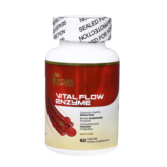 Nature Empire Vital Flow Enzyme - Circulatory Support Supplement with Nattokinase & Omega-3, Vascular Health Formula for Blood Flow & Endothelial Function, 60 Vegan Capsules